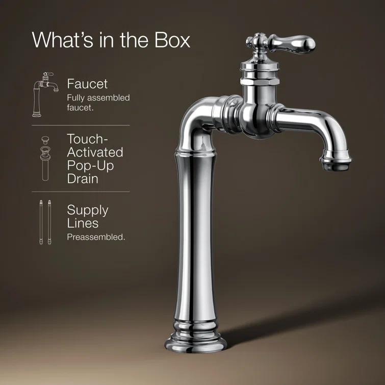 Artifacts Gentleman's Single Hole Bathroom Faucet with Drain Assemby