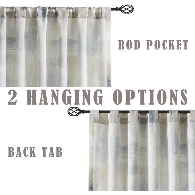 Orren Ellis Floral Semi-Sheer Curtains Bohemian Light Filtering Window Treatments Set,2 Panels)