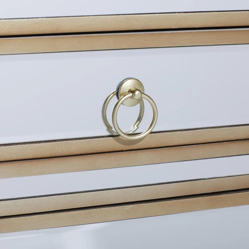 Mercer41 Alpena Glass Mirrored 1 Drawer and 1 Door Beige Cabinet