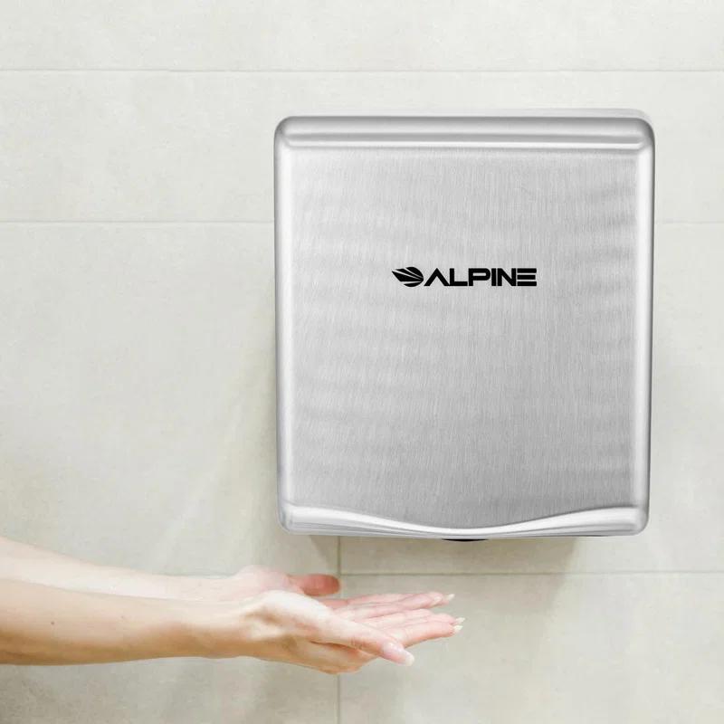 Alpine Industries Willow Commercial Stainless Steel High Speed Automatic Electric Hand Dryer with Wall Guard