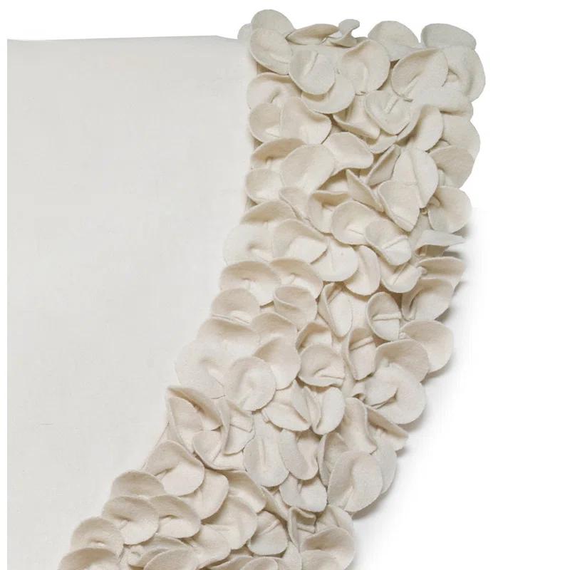 Arcadia Home Handmade Christmas Tree Skirt in Recycled Wool - Cream Ruffled Flower Border - 60" | Perigold