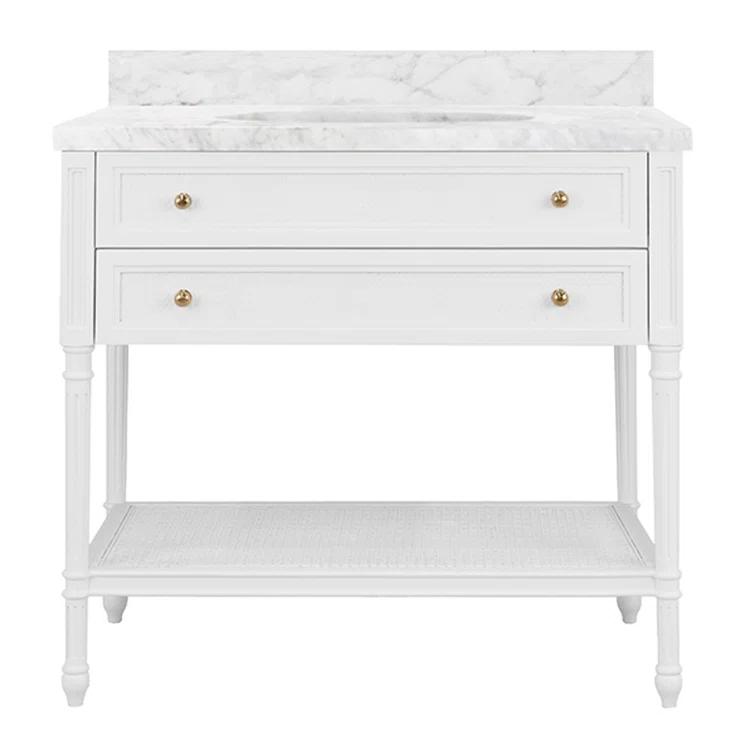 Worlds Away Martha 36.5'' Single Bathroom Vanity with Marble Top