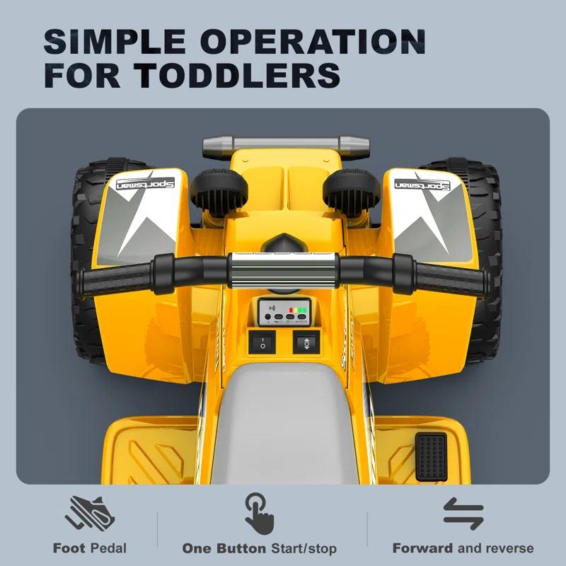 ANPABO 6V 7Ah Powered Ride-on Toy, Electric 4-Wheeler ATV Car w/ Horn, Music Player, Headlight for Kids