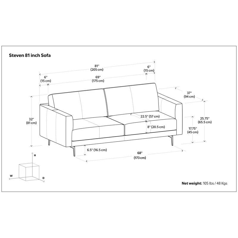 Simpli Home Stevens Leather Sofa