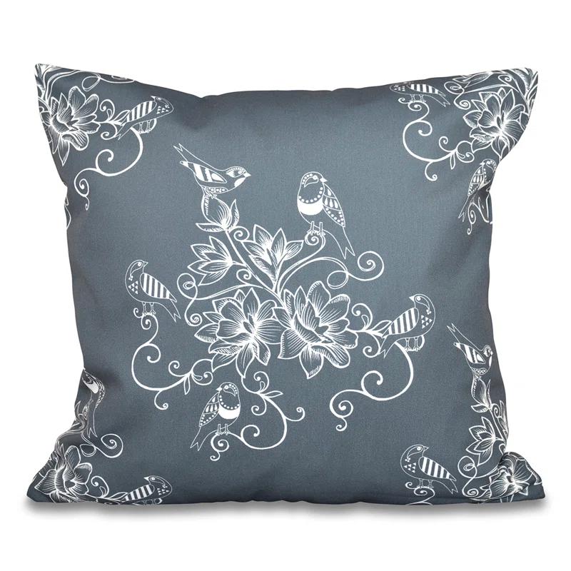 e by design Botanical Blooms Floral Indoor/Outdoor Reversible Throw Pillow