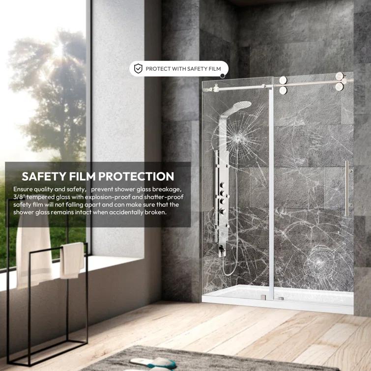 Vinnova 48-52” W x 78” H Sliding Frameless Shower Door 312052-SS-BN