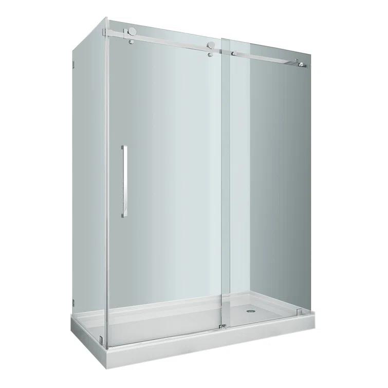 Aston Moselle 60" W x 35" D x 77.5" H Frameless Rectangle Sliding Shower Enclosure with Base Included SEN976-TR-SS-60-10-R