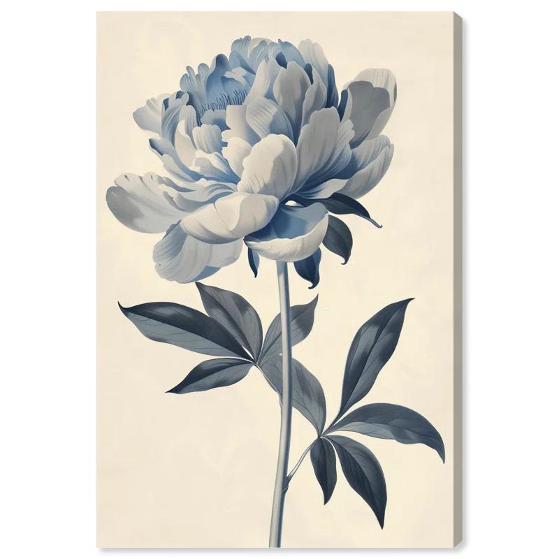 Art Remedy Delicate Blue Flower Minimalistic Floral Wall Art by Art Remedy