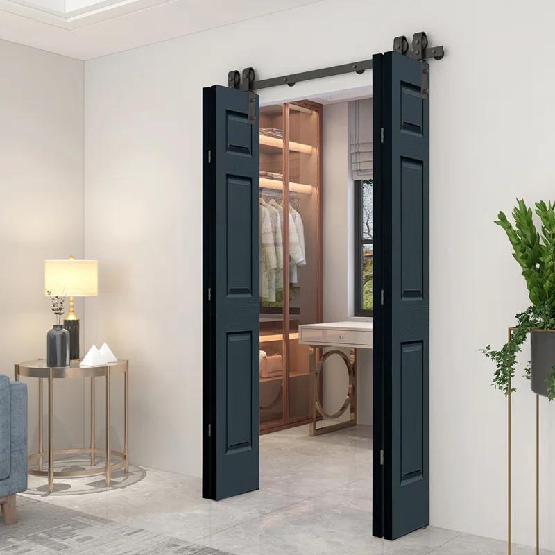Calhome Paneled MDF Composite Double Bifold Barn Doors with Installation Hardware Kit