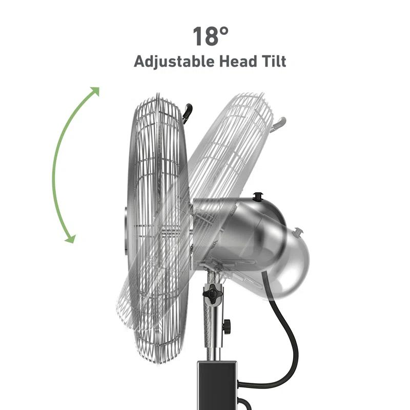 Holmes 16" Oscillating Digital Chrome Metal Stand Fan, 3 Speeds, Remote Control