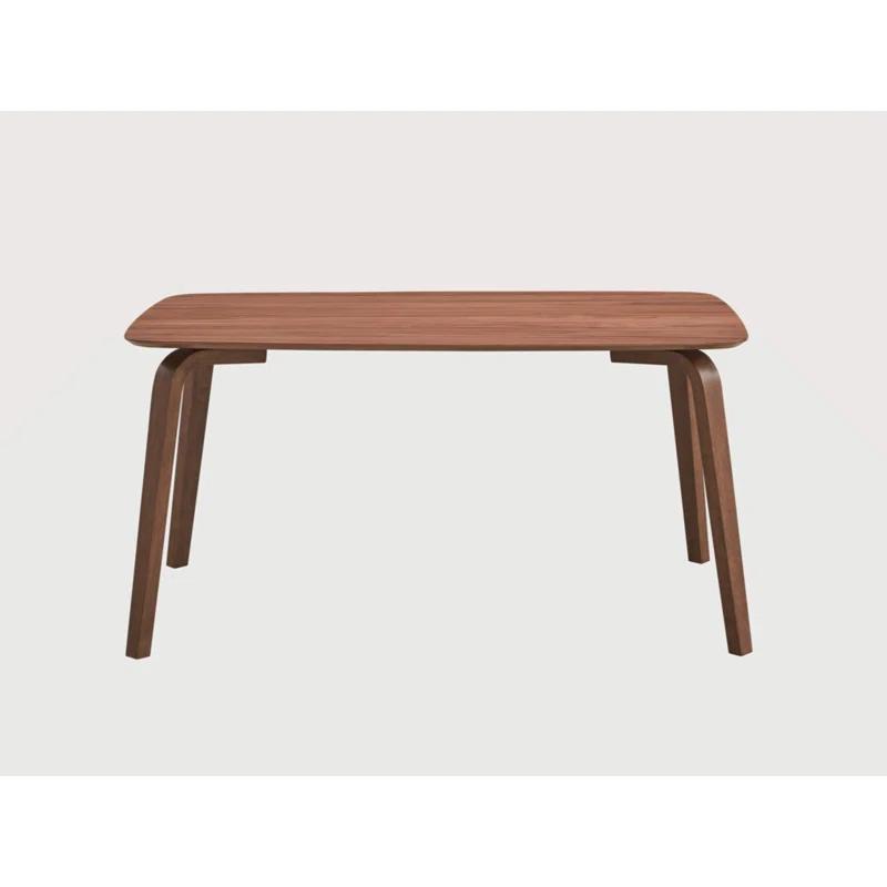 Benjara Kinni Dining Table, Walnut Brown Wood, Bent Legs, Rectangular 59 Inch