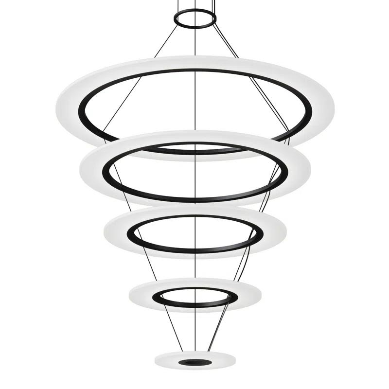 Arctic Rings 5 - Light Acrylic Dimmable LED Tiered Chandelier