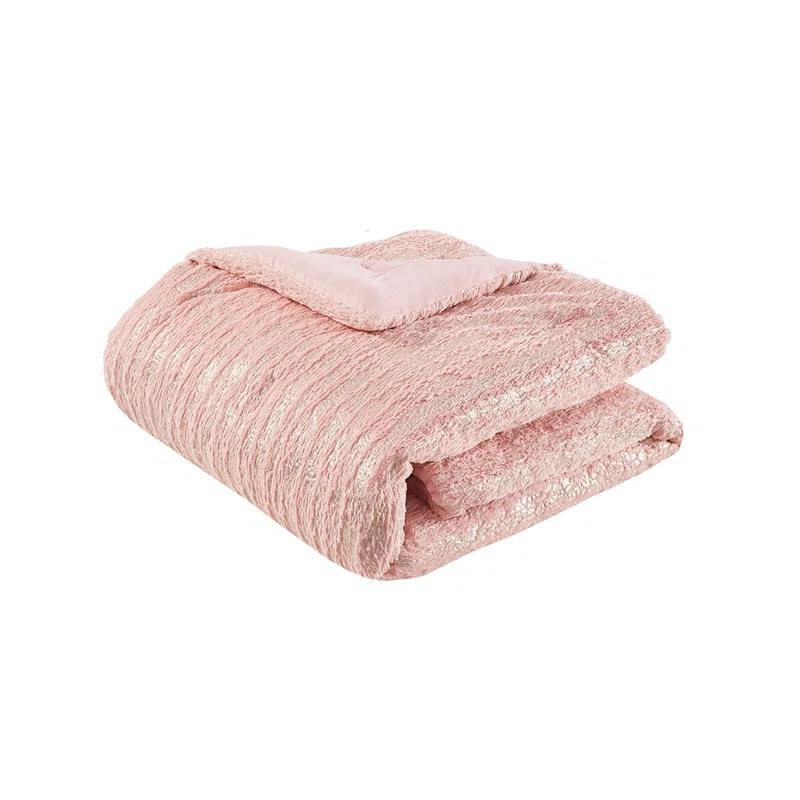 510 Design Metallic Print Faux Fur Comforter Set