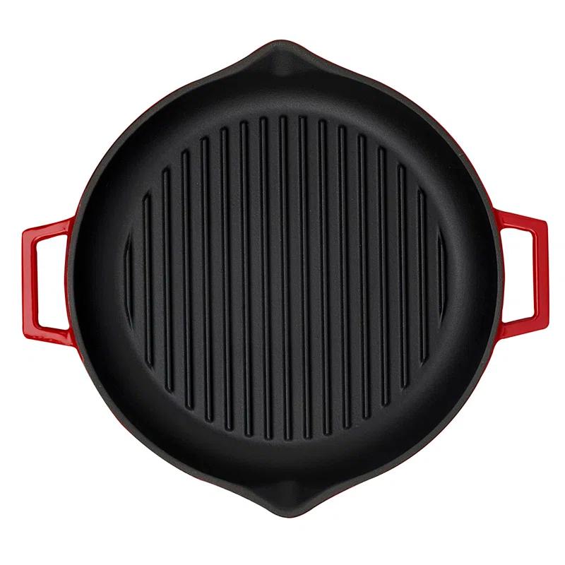 LAVA CAST IRON Lava Enameled Cast Iron Grill Pan 12 inch-Round
