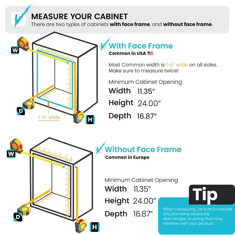 Home Zone Living Home Zone Living 7.6 Gallon Under Cabinet Open Pull Out Trash Can, Adjustable Slide Out Waste Bin