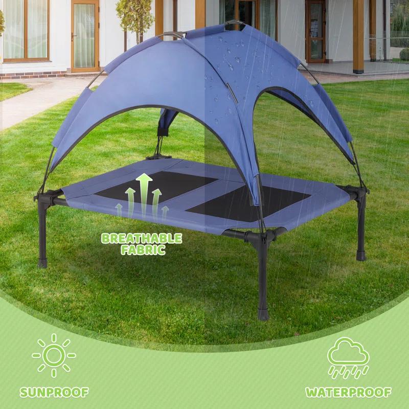 Tucker Murphy Pet™ Elevated Dog Bed With Canopy, Outdoor Dog Cot With Removable Canopy Shade Tent, Raised Pet Cot