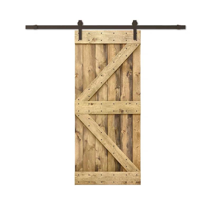 TMS 84'' Solid Wood Paneled Painted with Installation Hardware Kit Barn Door