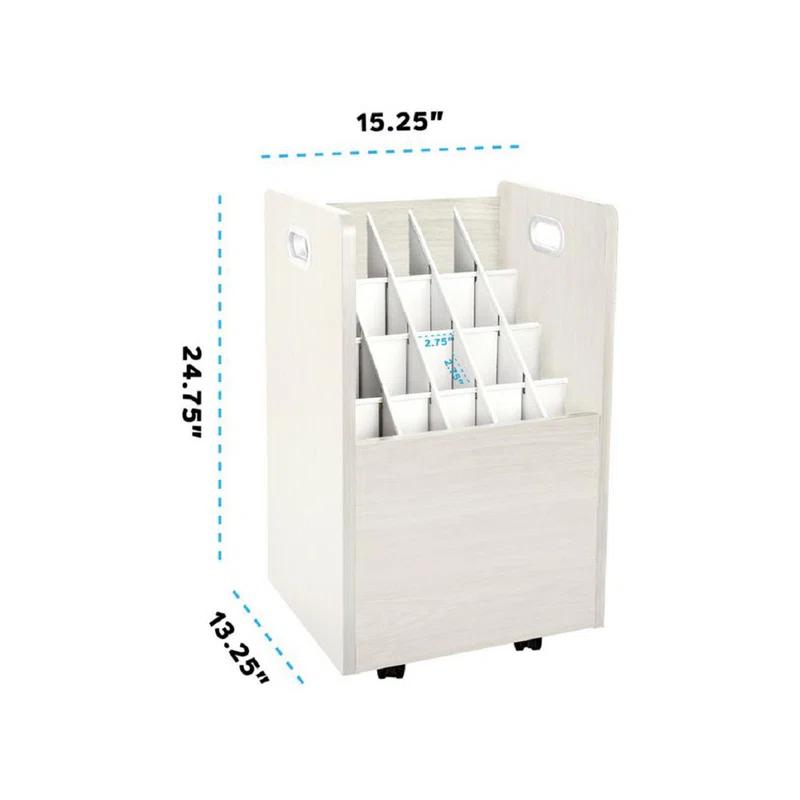 20-Slot Mobile Rolling Wood Blueprint Roll File Large Document Organizer