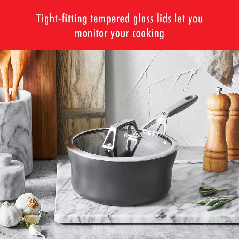 ZWILLING Motion Nonstick Hard-Anodized 10-Piece Cookware Set in Grey, Dutch Oven, Fry pan, Saucepan