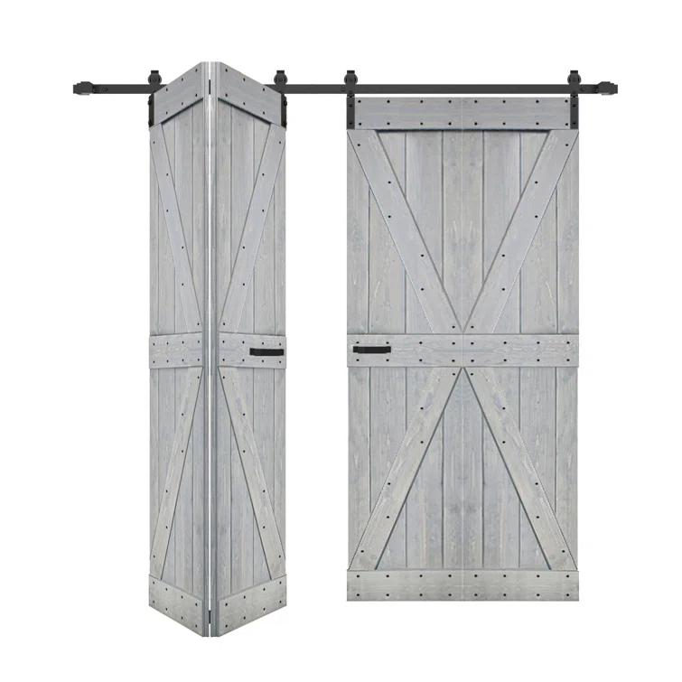 IsLife K Style Finished Solid Wood Bi-Fold Double Barn Door With Hardware Kit -Assembly Needed