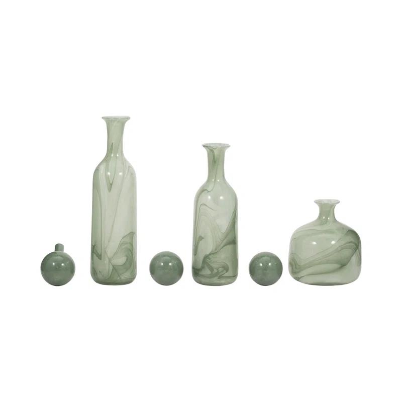 Brayden Studio® Elegant Verena Lidded Glass Bottles, Vintage - Chic Home Decor, 12 and 17 and 19", Set of 3