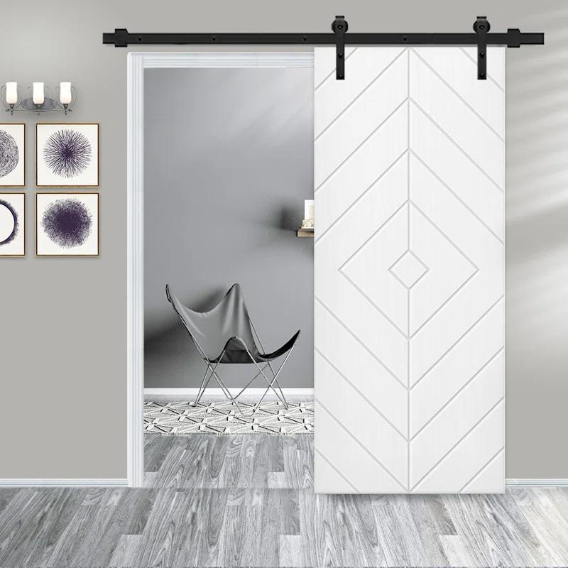 Calhome 2 Panel Shaker Painted Composite Modern Interior Sliding Barn Door with Hardware Kit
