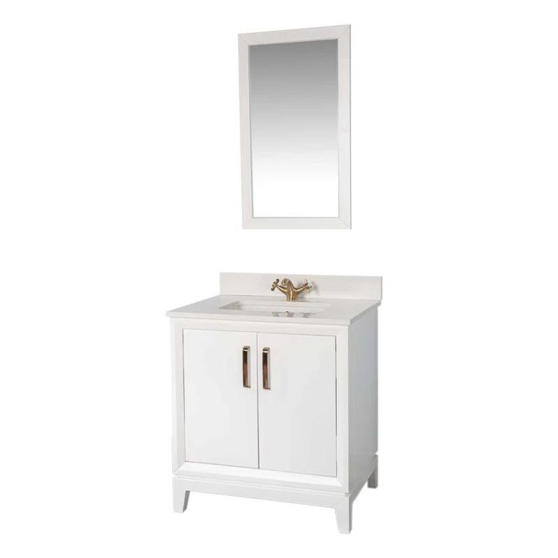 Adorn Vanity Fabia 30'' Free-standing Single Bathroom Vanity with Quartz Vanity Top & Mirror