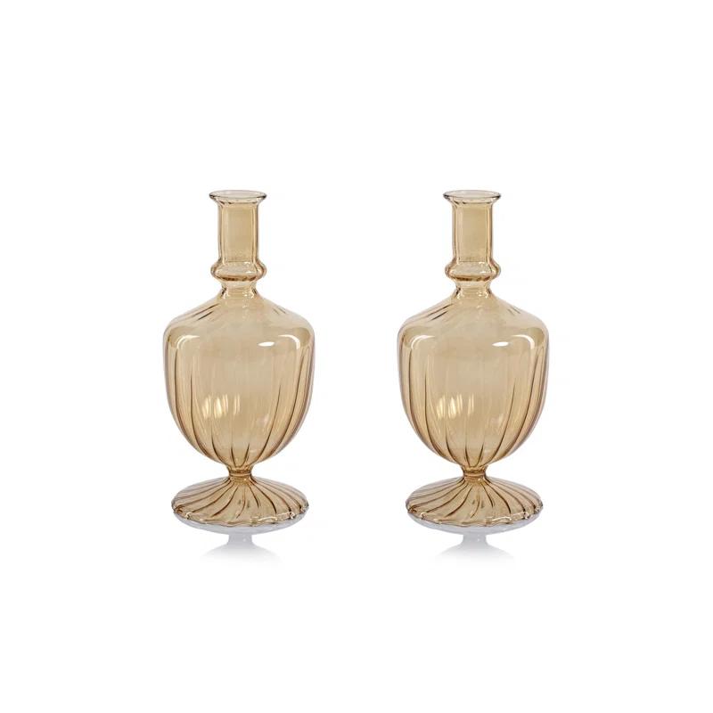 Winston Porter Trinida Vellum 2-Piece Set Spiral Glass Vases, Urn Shape