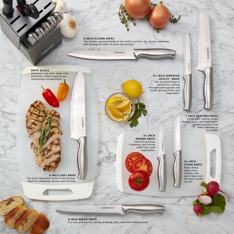 Farberware Farberware 15-Piece High Carbon Stainless Steel Knife Block Set