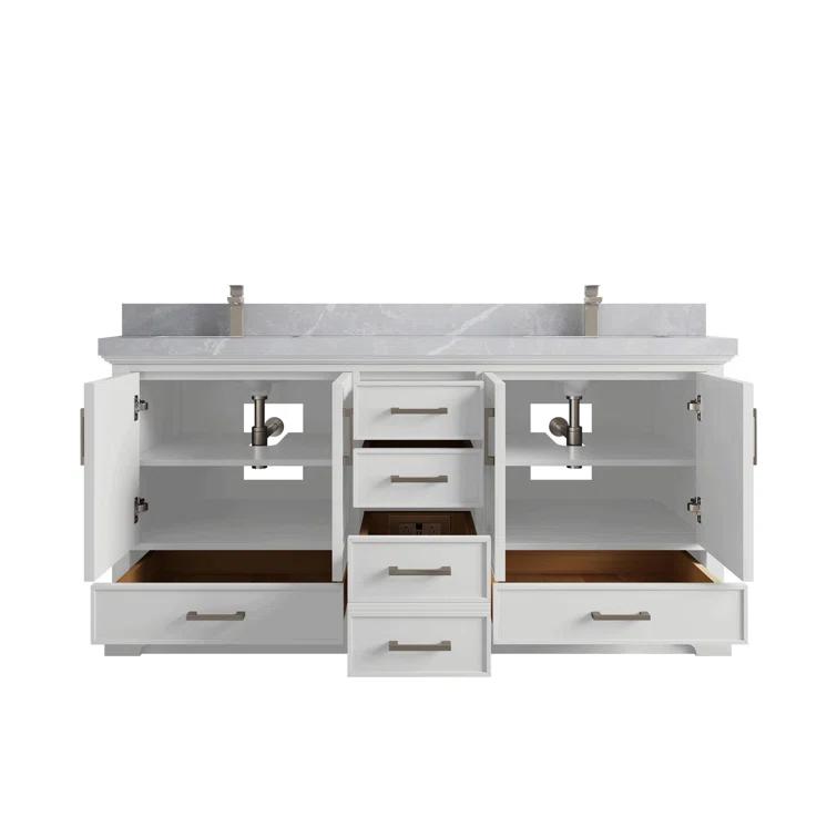 Willow Collections Charlotte 72'' Double Bathroom Vanity with Quartz Top