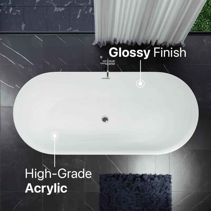Eviva EVTB1872-60WH Rejoice 59'' x 29.5'' Freestanding Soaking Solid Surface Bathtub