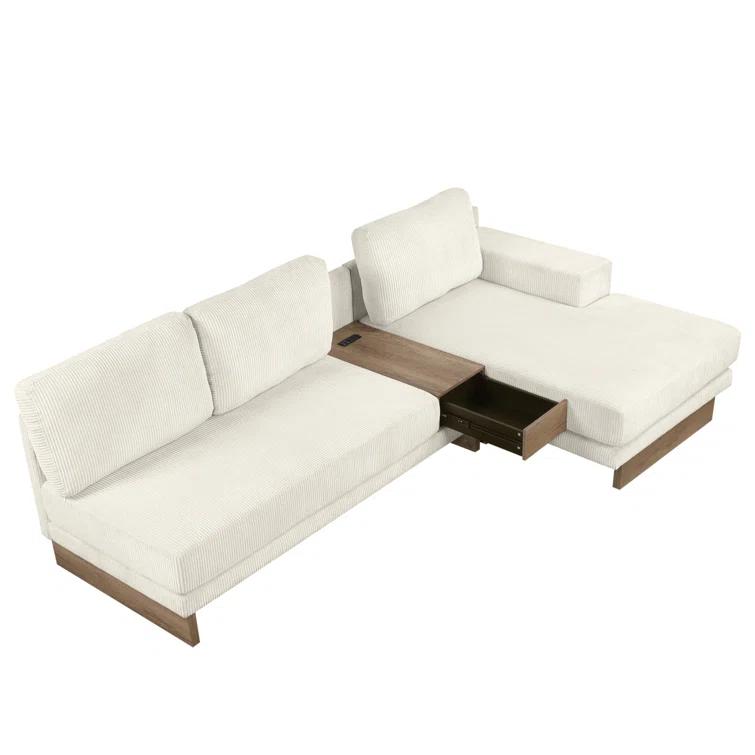 Beachcrest Home™ Doucette Modern Sofa 114" L-Shaped Sofa Sectional Sofa With Two USB Ports And Two Power Sockets