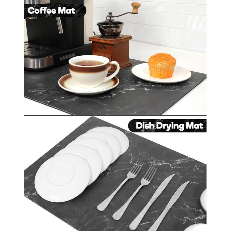 ColourTree Dish Drying Mat Super Absorbent Hide Stain Dish Drying Pad with Non-slip Rubber Backed