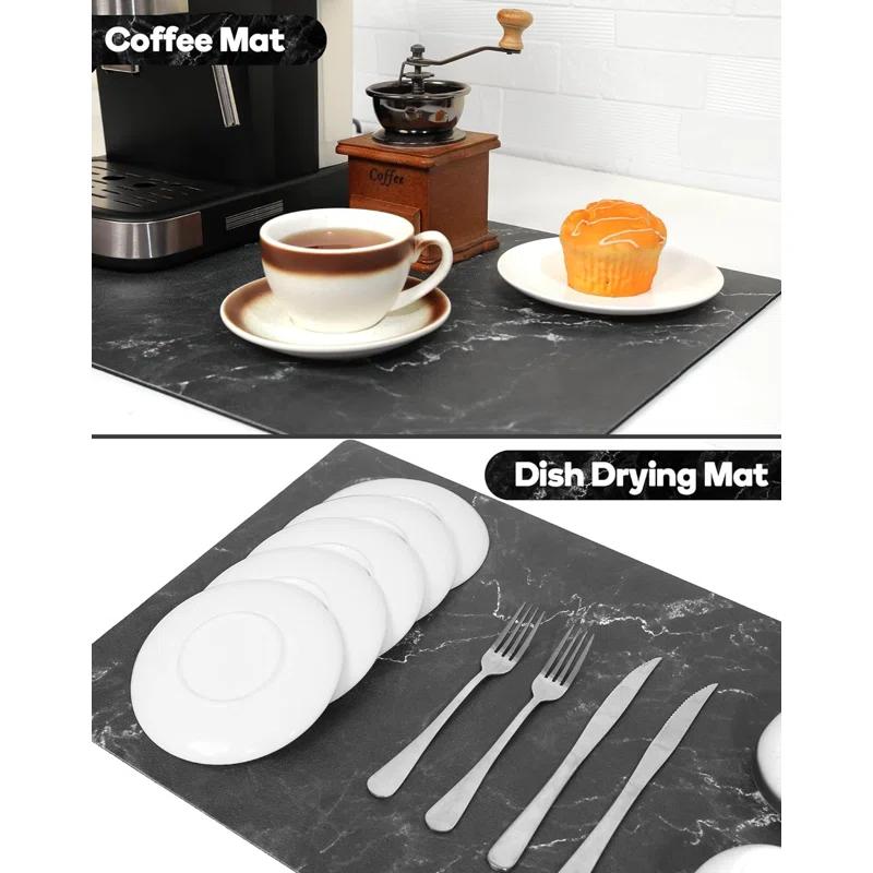 ColourTree Dish Drying Mat Super Absorbent Hide Stain Dish Drying Pad with Non-slip Rubber Backed