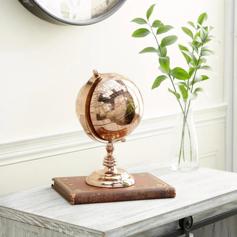 Novogratz Aluminum Metal Educational/Geographic Earth Rose Gold Globe