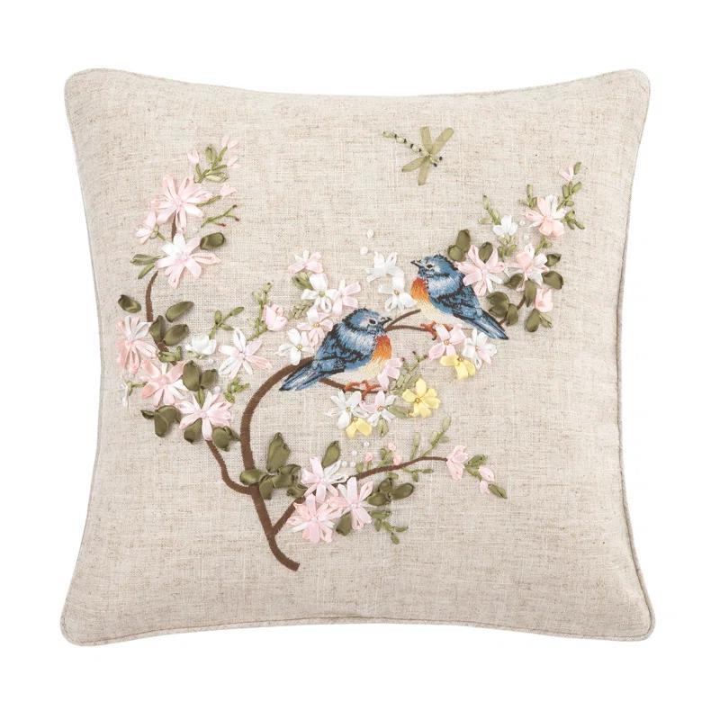 C&F Home Bluebird Hand Crafted Ribbon Easter Spring Art Pillow