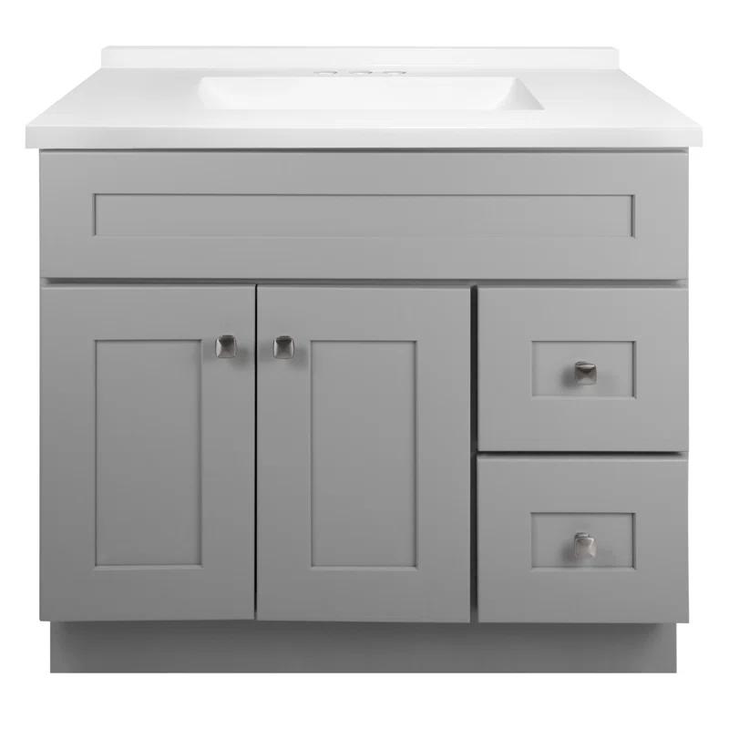 Brookings 37 Inch Solid Wood Bathroom Vanity with Modern Sink Top, Assembled, Sherwin Williams – Design House, 216218