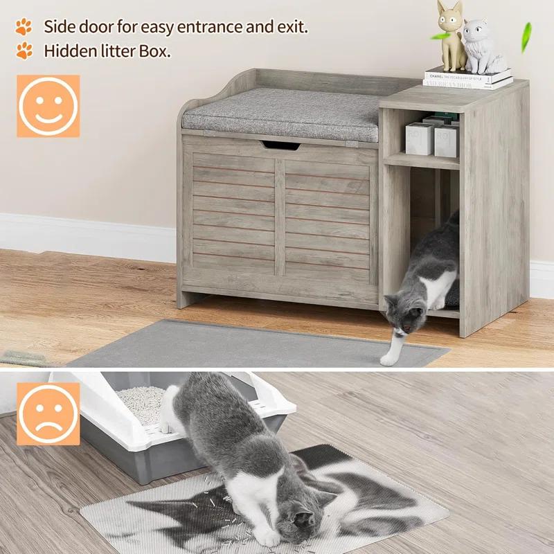 Archie & Oscar™ Cat Litter Box Enclosure Furniture, Cat Washroom Hidden Furniture