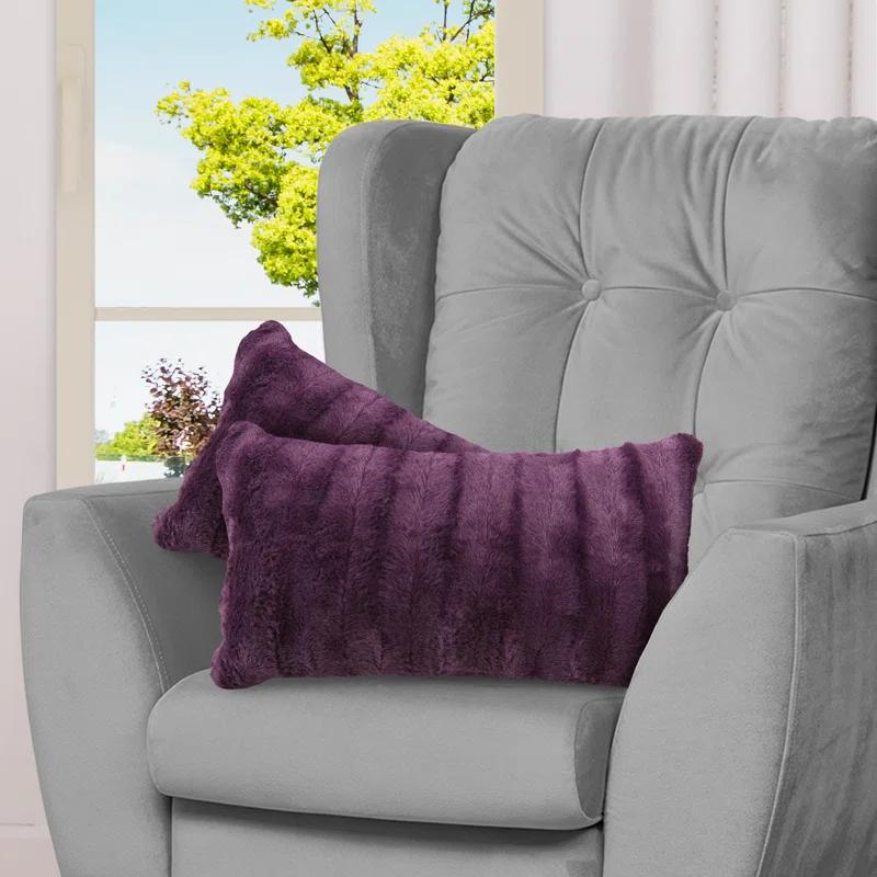 Cheer Collection Faux Fur Throw Pillow (Set of 2)