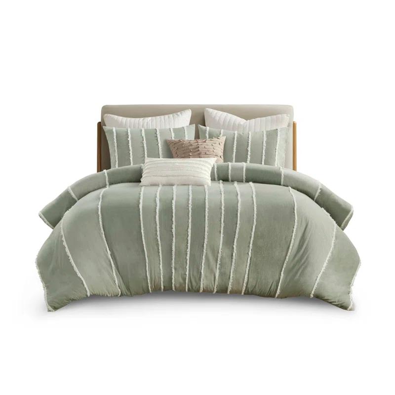 INK+IVY Shay 3 Piece Striped Cotton Duvet Cover Set