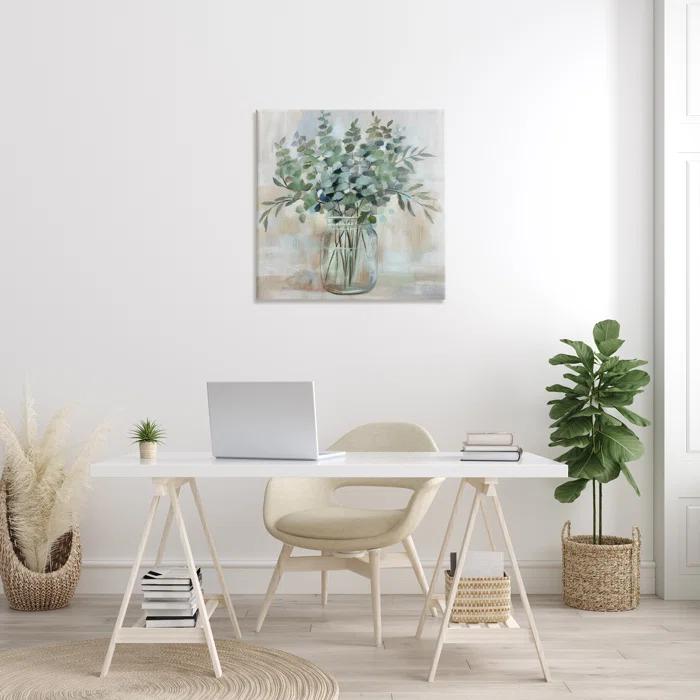 Stupell Industries " Soothing Eucalyptus Flower Herb Arrangement Rustic Jar " by Nan