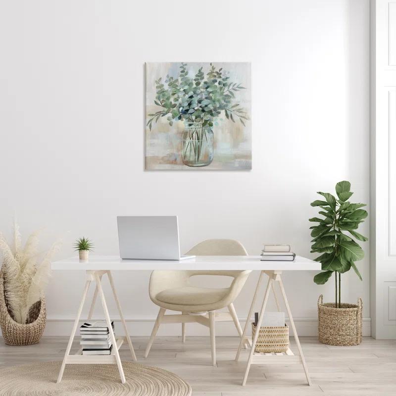 Stupell Industries " Soothing Eucalyptus Flower Herb Arrangement Rustic Jar " by Nan