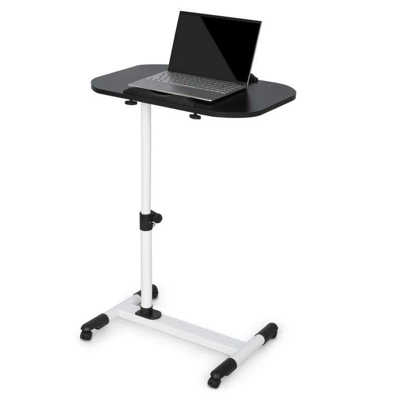 MoNiBloom Mobile Computer Desk, Adjustable Height Standing Table, Laptop Desk Rolling Sit-Stand with Wheels