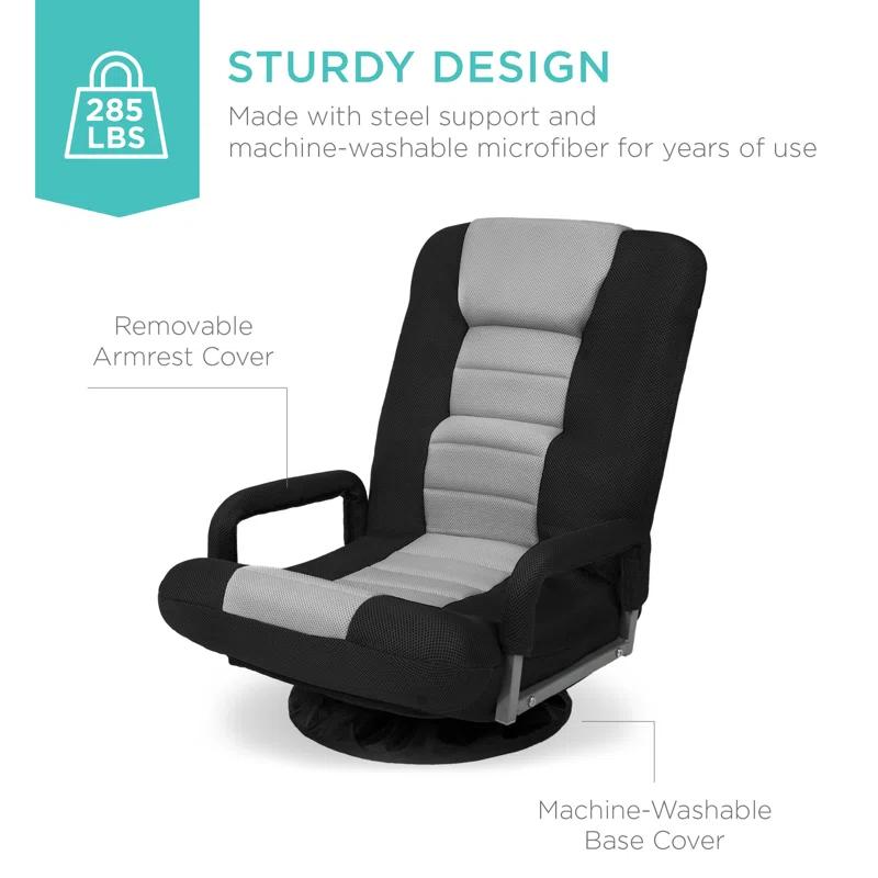 Trule Alba 360-Degree Swivel Gaming Floor Chair w/ Armrest Handles, Foldable Adjustable Back