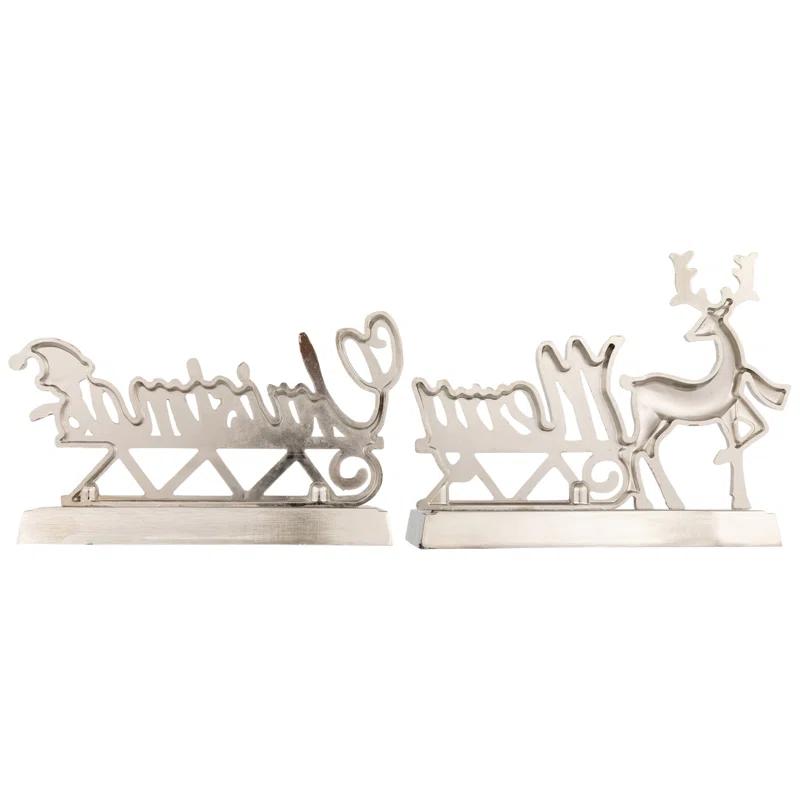 Northlight Seasonal 2 Piece Reindeer Merry Christmas Metal Stocking Holder Set