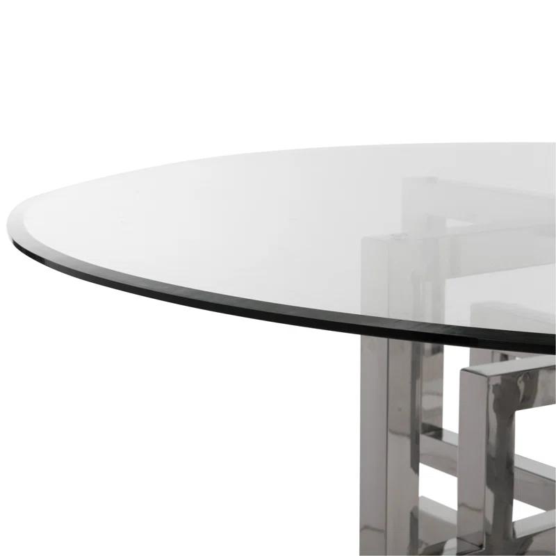 Safavieh Couture Harlan Round Glass Top Metal Base Dining Table