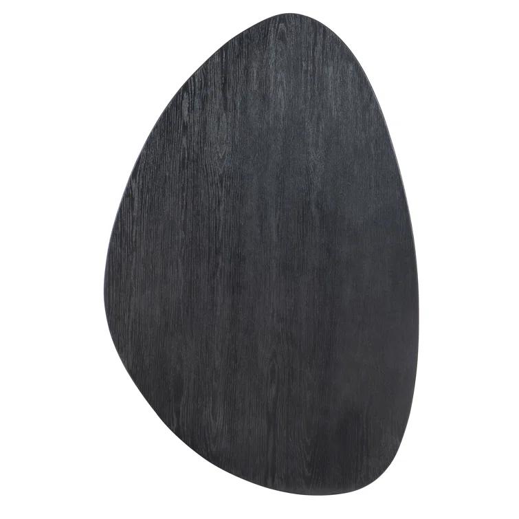 Triangular Black Oak Coffee Table with Rounded Corners