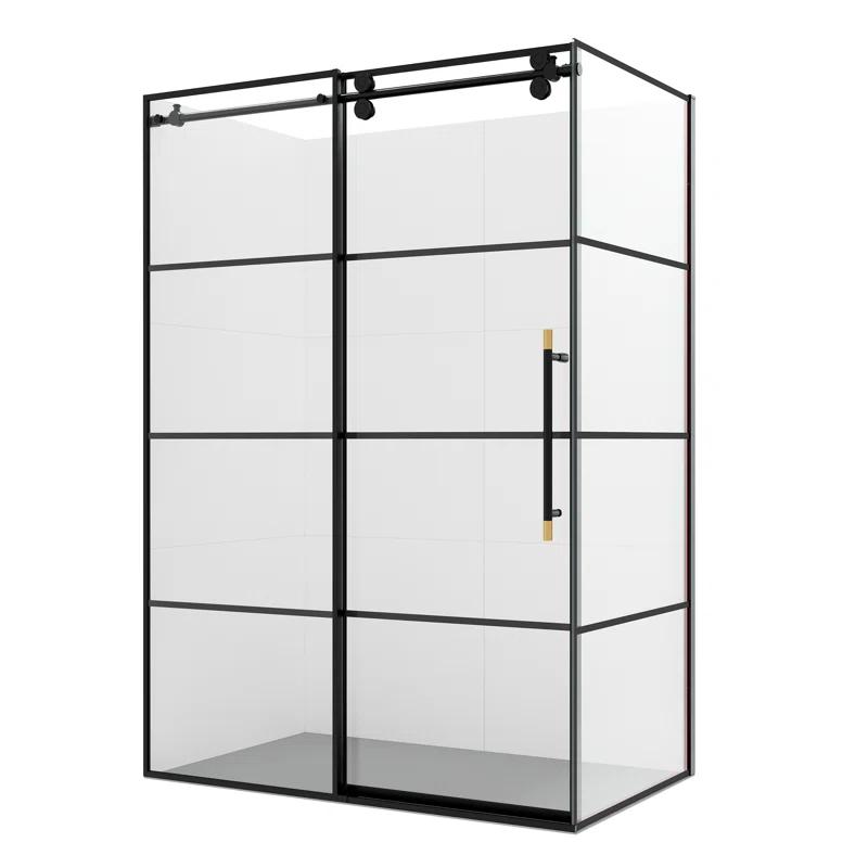 Vinnova 320048+36P-MB Losar 48'' W 78'' H Framed Rectangle Reversible Shower Enclosure