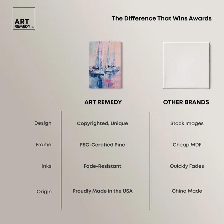 Art Remedy Art Remedy Pastel Sea Breeze Framed Sailing 1 Piece Canvas Wall Art 57710