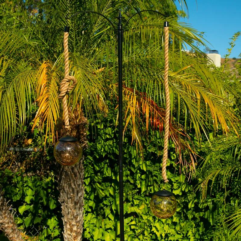 Exhart 37.4'' Solar Powered Integrated LED Outdoor Lantern (Set of 2)